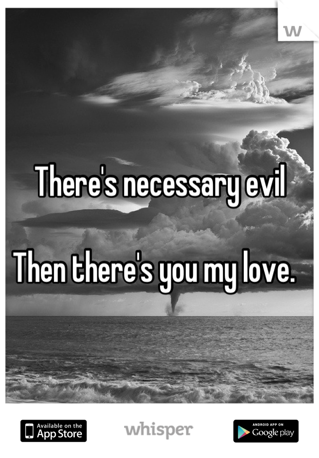 There's necessary evil

Then there's you my love.  