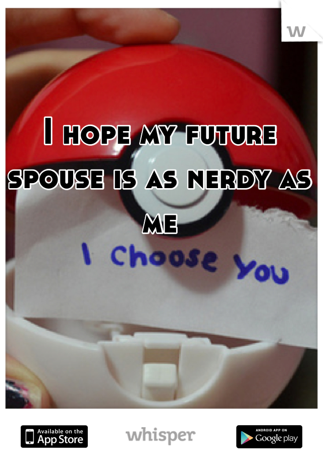 I hope my future spouse is as nerdy as me