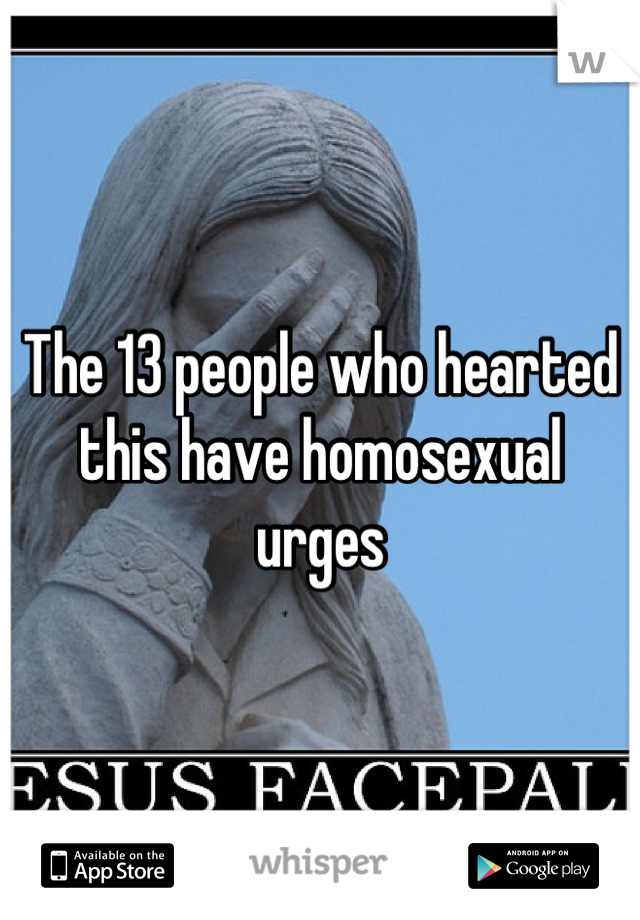 The 13 people who hearted this have homosexual urges