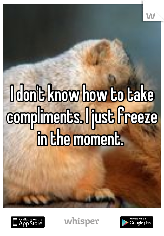 I don't know how to take compliments. I just freeze in the moment. 