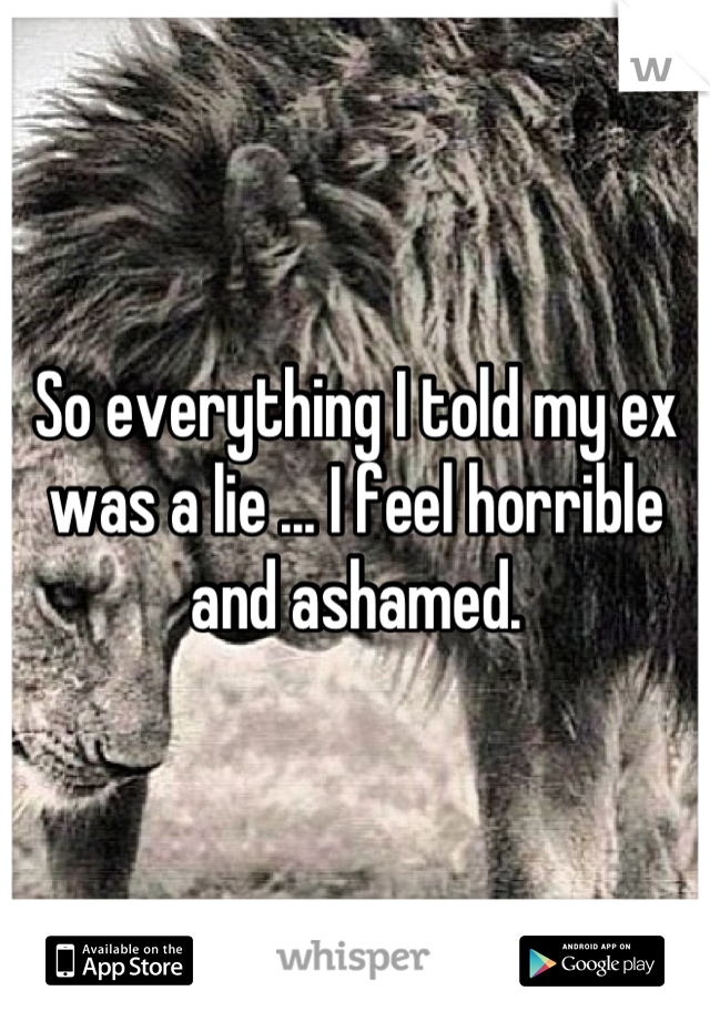So everything I told my ex was a lie ... I feel horrible and ashamed.