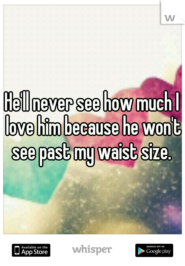 He'll never see how much I love him because he won't see past my waist size. 
