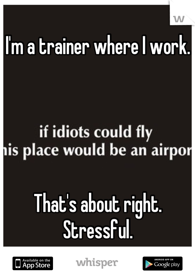 I'm a trainer where I work.





That's about right. Stressful.