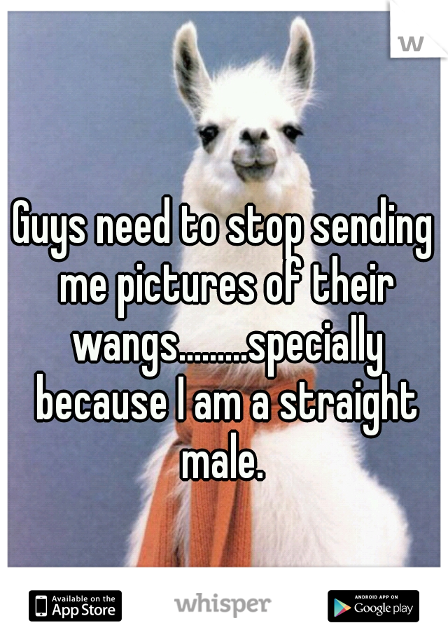 Guys need to stop sending me pictures of their wangs.........specially because I am a straight male. 