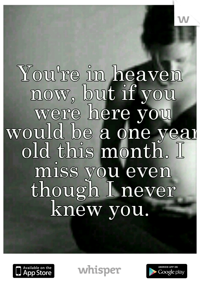 You're in heaven now, but if you were here you would be a one year old this month. I miss you even though I never knew you. 