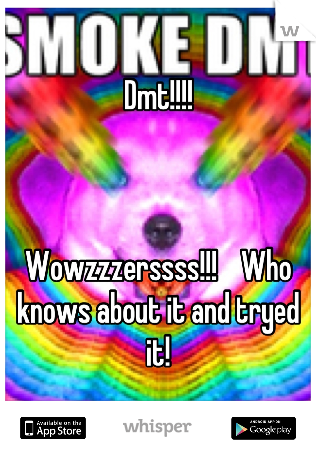 Dmt!!!!   



Wowzzzerssss!!!    Who knows about it and tryed it!