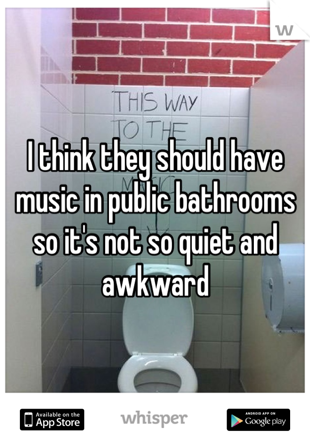 I think they should have music in public bathrooms so it's not so quiet and awkward
