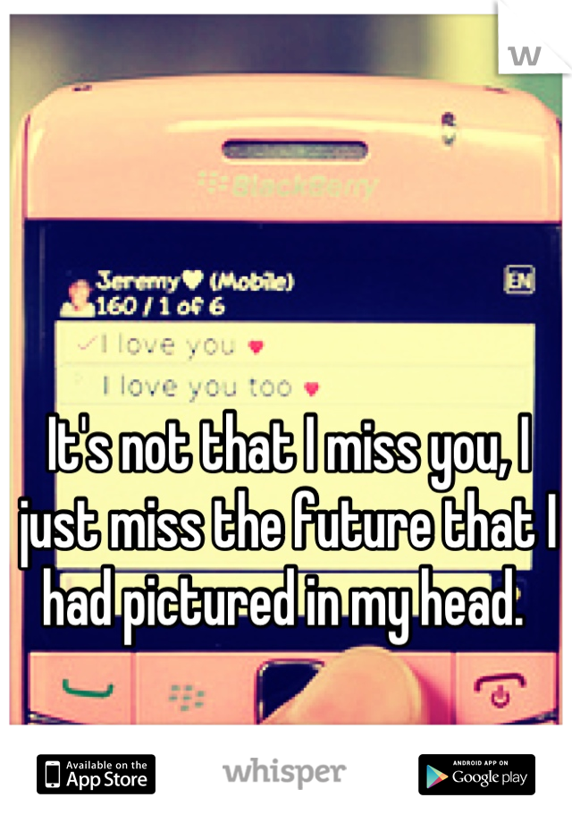 It's not that I miss you, I just miss the future that I had pictured in my head. 