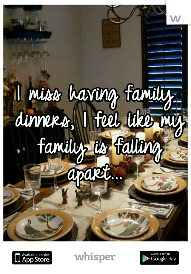 I miss having family dinners, I feel like my family is falling apart...
