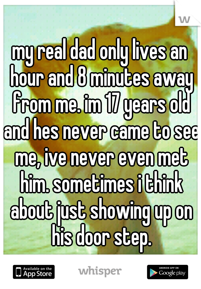 my real dad only lives an hour and 8 minutes away from me. im 17 years old and hes never came to see me, ive never even met him. sometimes i think about just showing up on his door step.