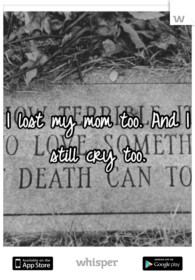 I lost my mom too. And I still cry too.