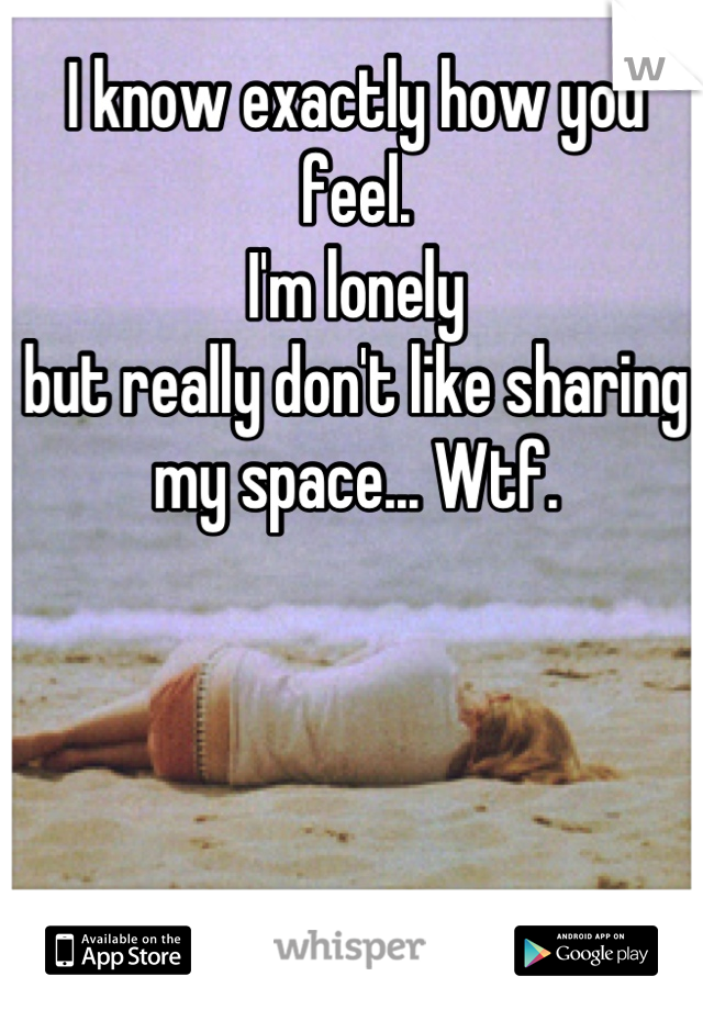 I know exactly how you feel.
I'm lonely 
but really don't like sharing my space... Wtf.