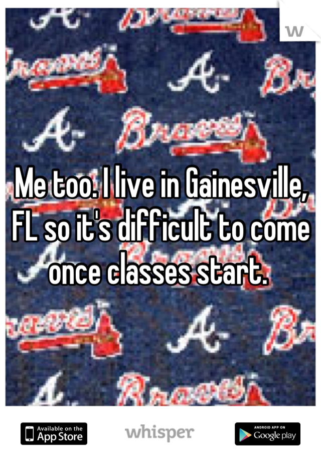 Me too. I live in Gainesville, FL so it's difficult to come once classes start. 