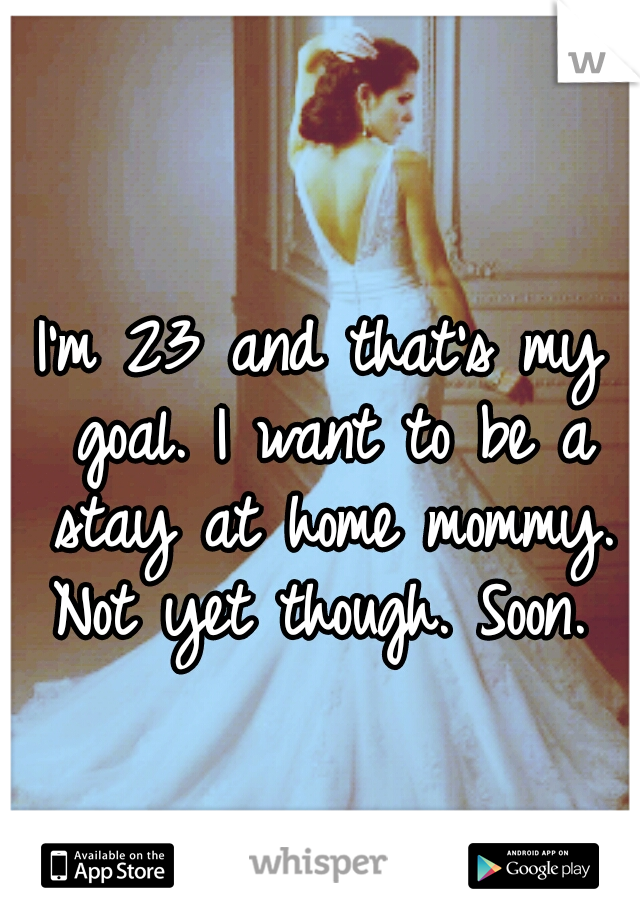 I'm 23 and that's my goal. I want to be a stay at home mommy. Not yet though. Soon. 