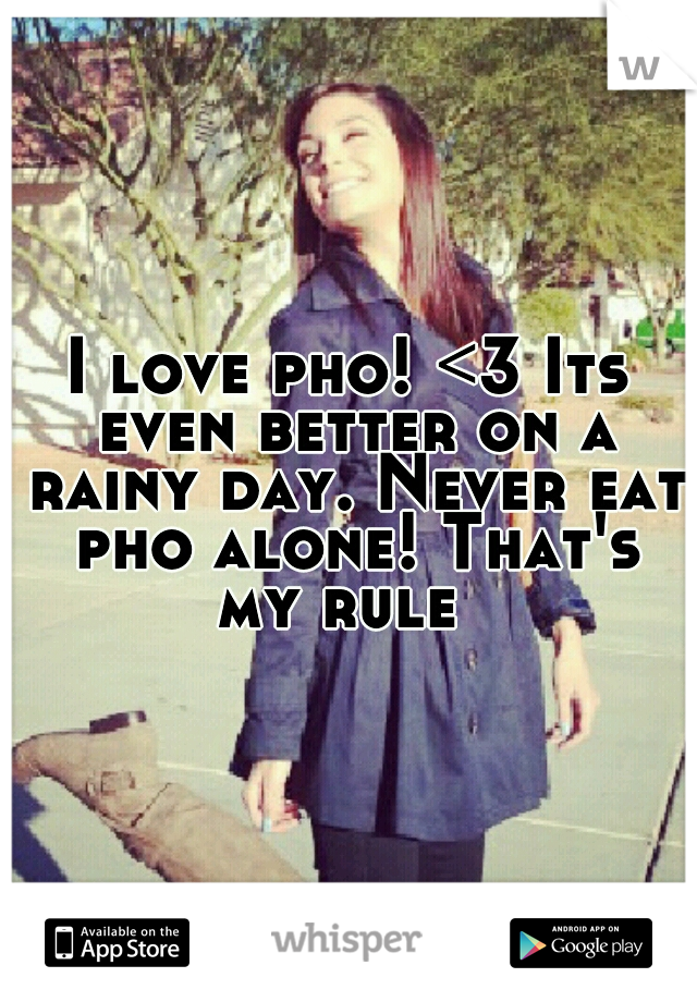 I love pho! <3 Its even better on a rainy day. Never eat pho alone! That's my rule  