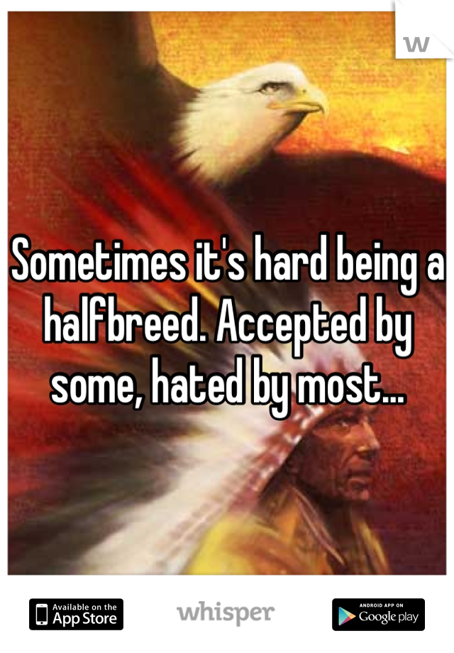 Sometimes it's hard being a halfbreed. Accepted by some, hated by most...