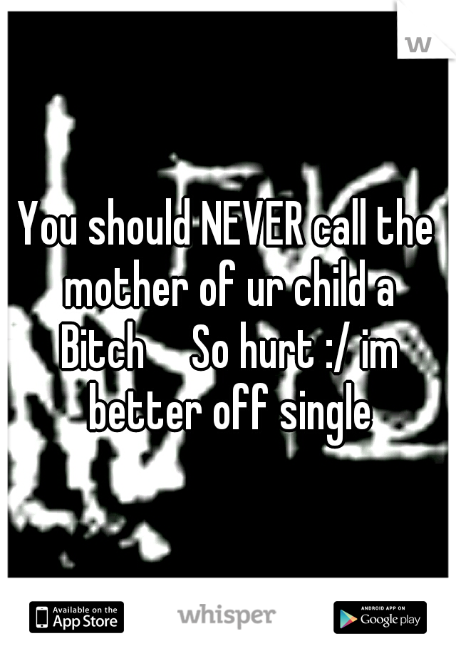 You should NEVER call the mother of ur child a Bitch

So hurt :/ im better off single