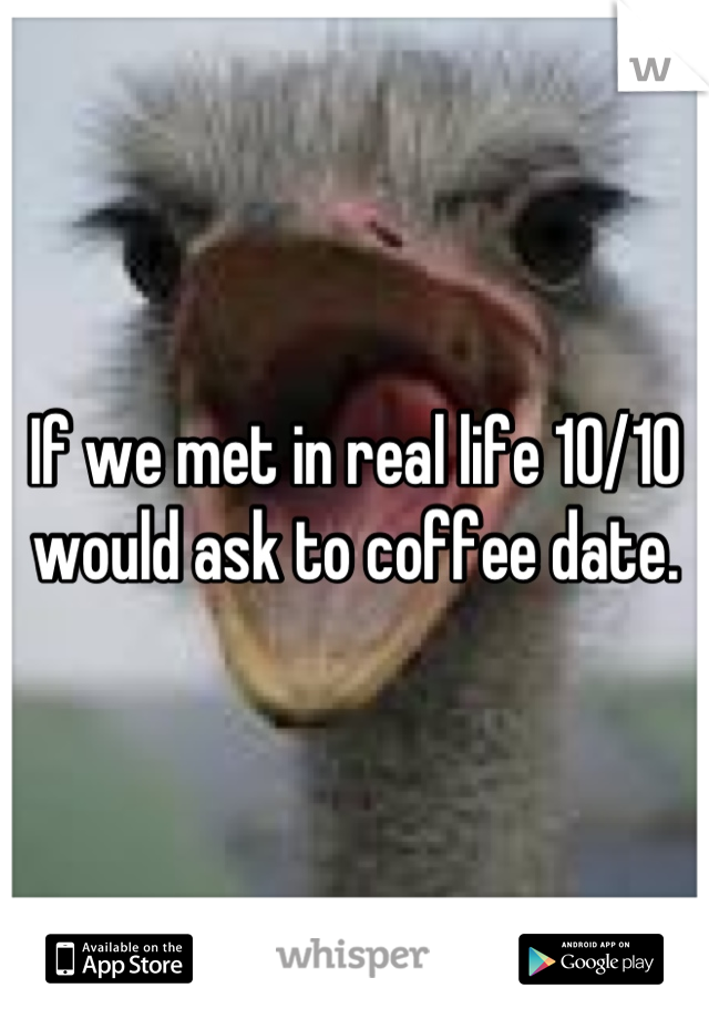 If we met in real life 10/10 would ask to coffee date.