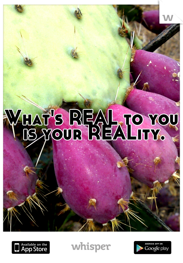 What's REAL to you is your REALity.