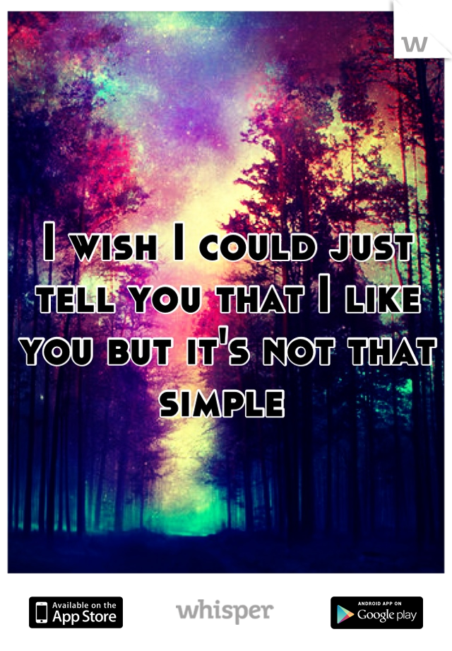 I wish I could just tell you that I like you but it's not that simple 