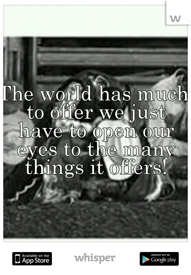 The world has much to offer we just have to open our eyes to the many things it offers!