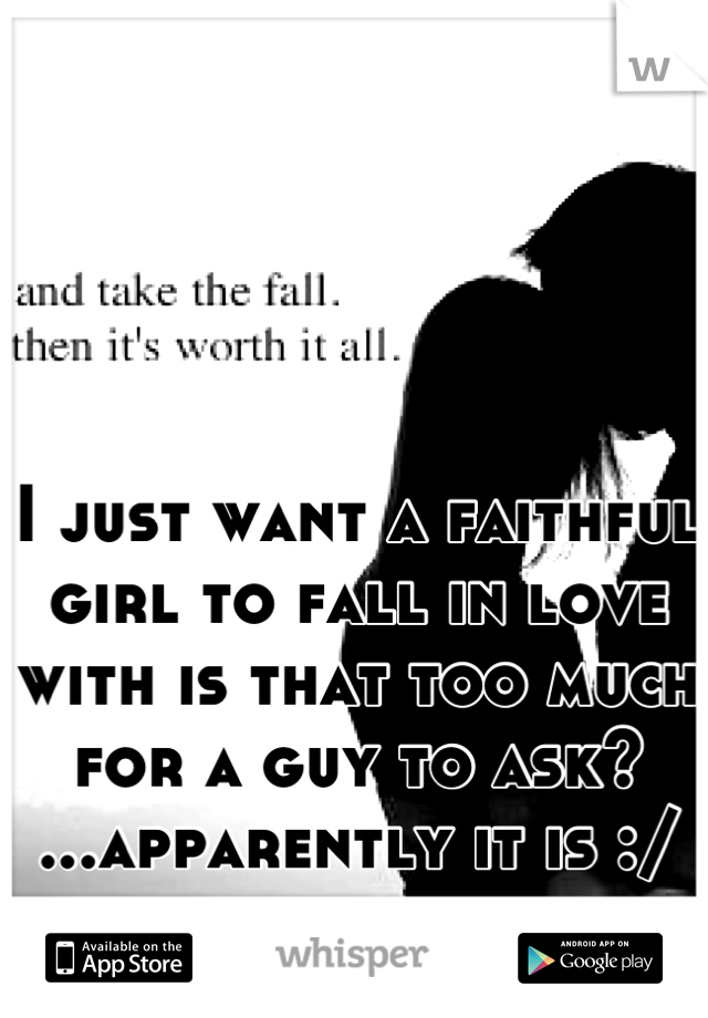 I just want a faithful girl to fall in love with is that too much for a guy to ask? ...apparently it is :/