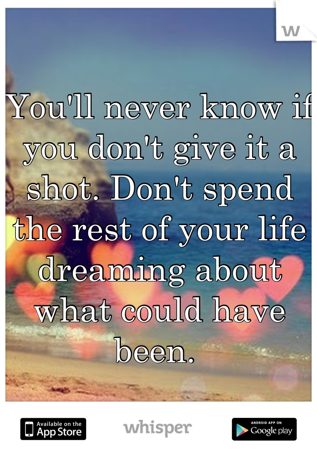 You'll never know if you don't give it a shot. Don't spend the rest of your life dreaming about what could have been. 
