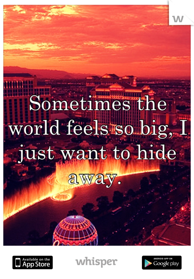 Sometimes the world feels so big, I just want to hide away. 
