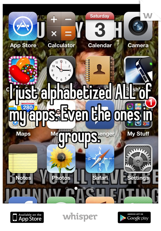 I just alphabetized ALL of my apps. Even the ones in groups. 