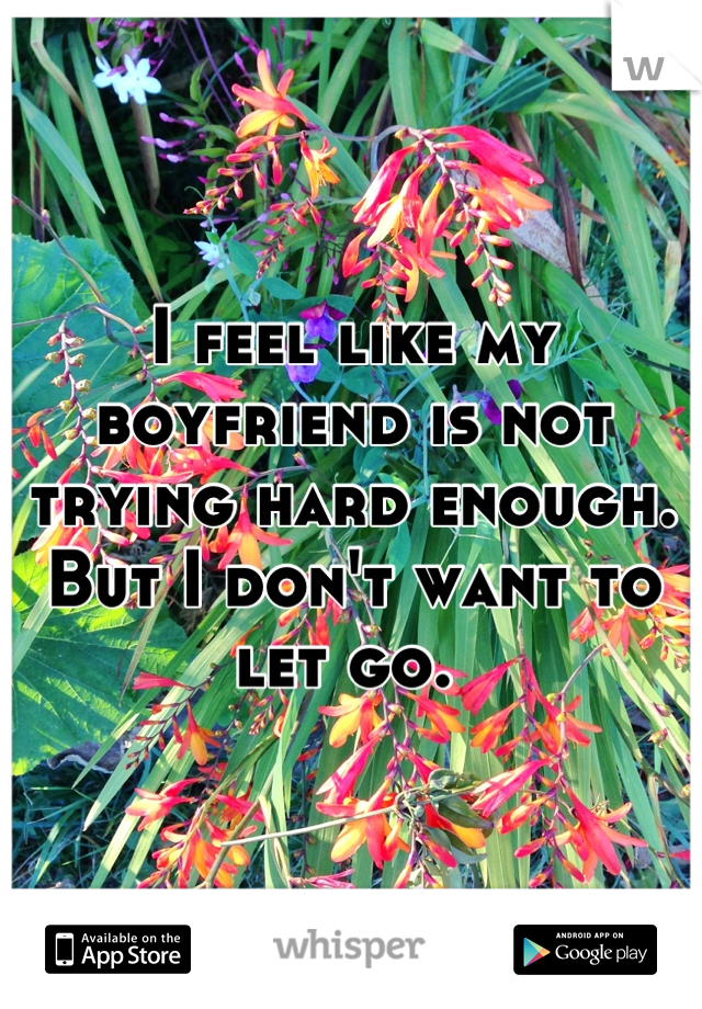 I feel like my boyfriend is not trying hard enough. But I don't want to let go. 