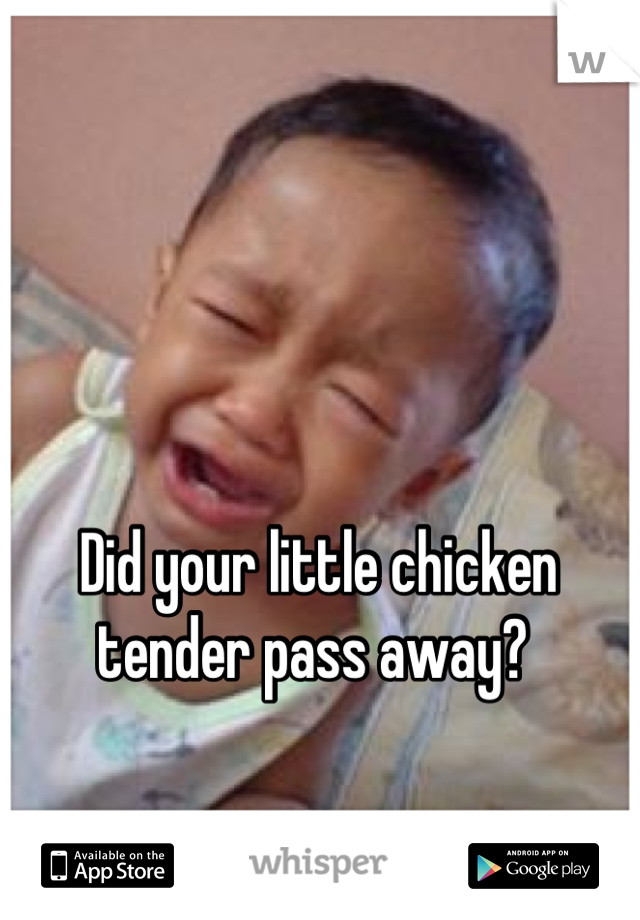 Did your little chicken tender pass away? 