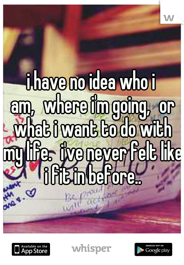 i have no idea who i am,
where i'm going,
or what i want to do with my life.
i've never felt like i fit in before..