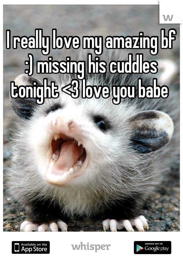 I really love my amazing bf :) missing his cuddles tonight <3 love you babe 