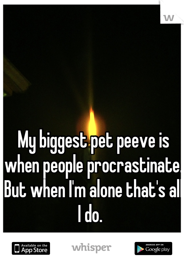 My biggest pet peeve is when people procrastinate. But when I'm alone that's all I do.  
