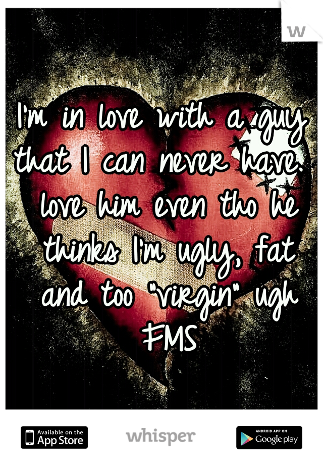 I'm in love with a guy that I can never have. I love him even tho he thinks I'm ugly, fat and too "virgin" ugh FMS