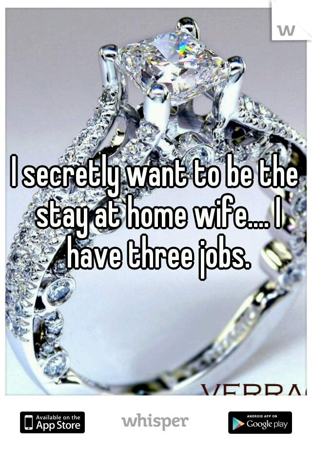 I secretly want to be the stay at home wife.... I have three jobs.