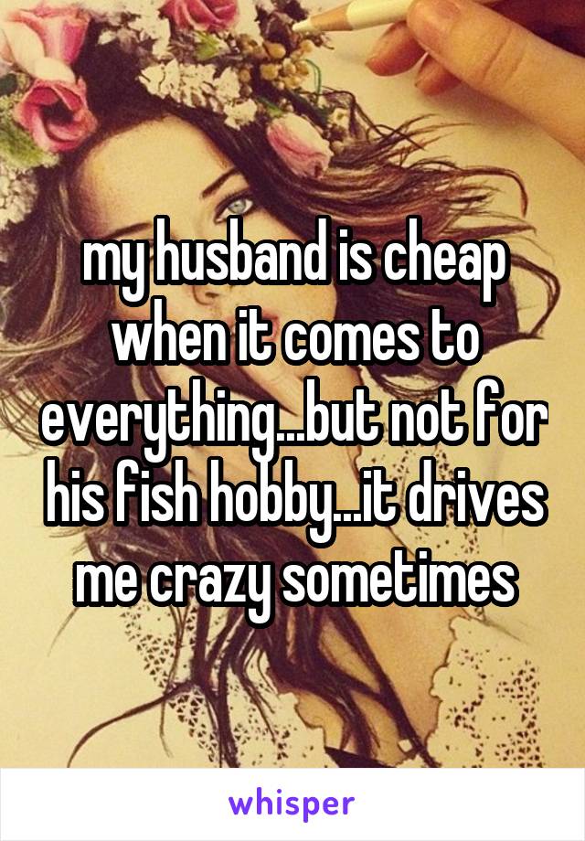 my husband is cheap when it comes to everything...but not for his fish hobby...it drives me crazy sometimes