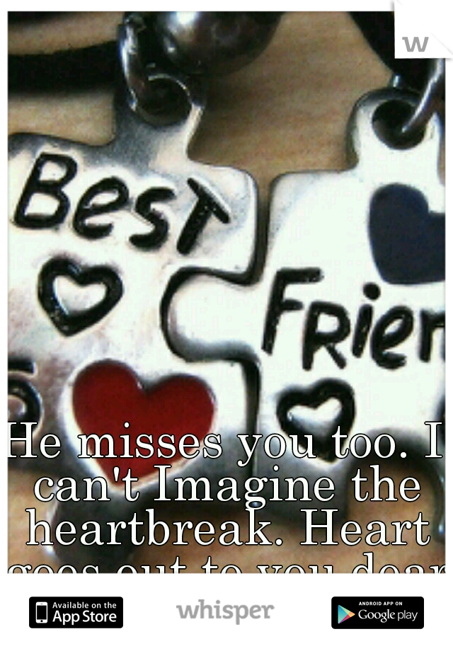 He misses you too. I can't Imagine the heartbreak. Heart goes out to you dear.