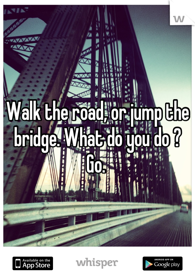 Walk the road, or jump the bridge. What do you do ? Go. 