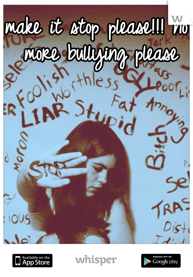 make it stop please!!! no more bullying please