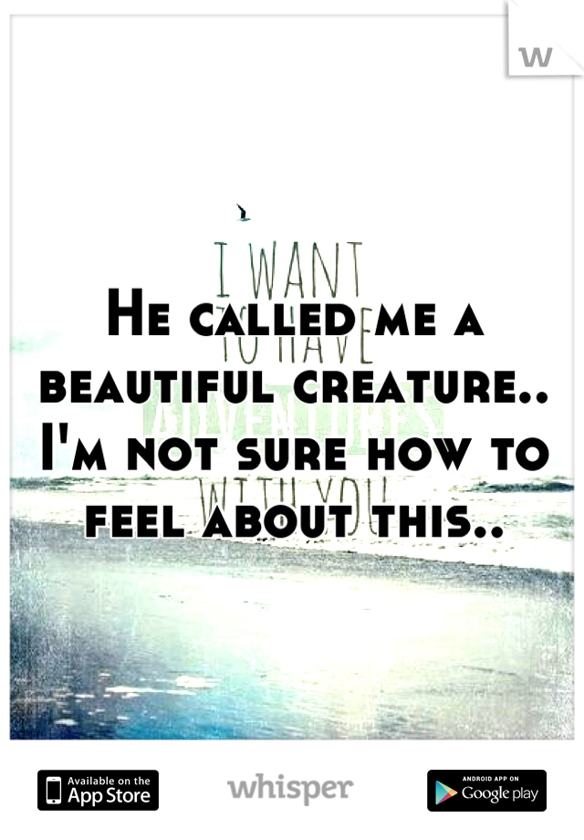 He called me a beautiful creature.. I'm not sure how to feel about this..