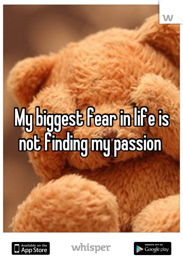My biggest fear in life is not finding my passion 