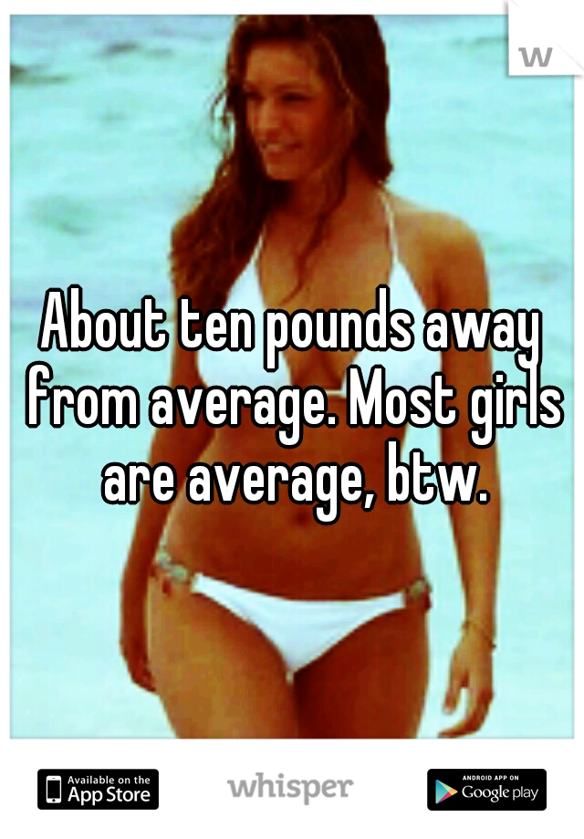 About ten pounds away from average. Most girls are average, btw.