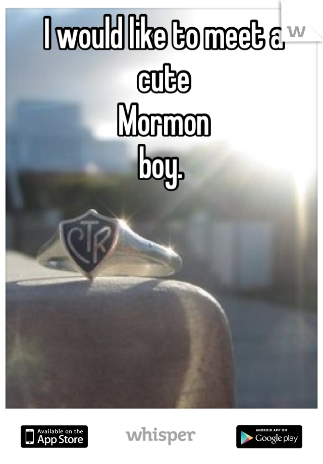 I would like to meet a 
cute
Mormon 
boy. 