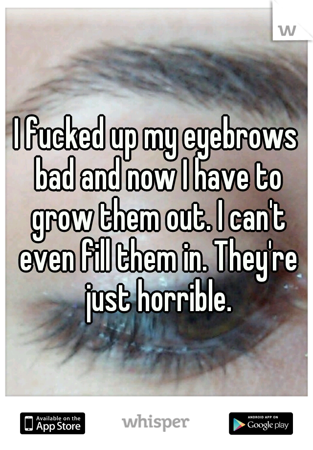 I fucked up my eyebrows bad and now I have to grow them out. I can't even fill them in. They're just horrible.