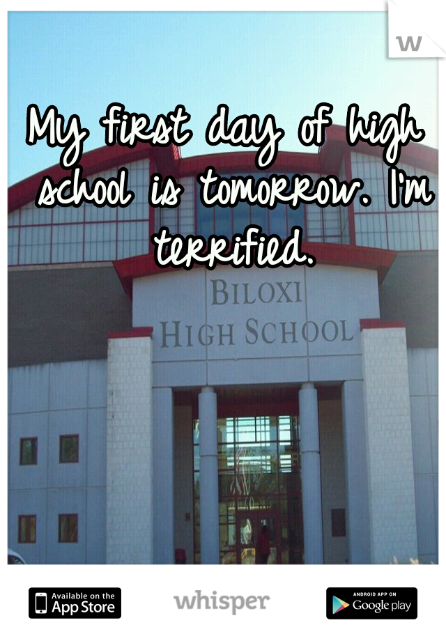 My first day of high school is tomorrow. I'm terrified.