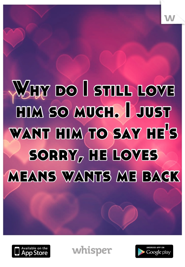 Why do I still love him so much. I just want him to say he's sorry, he loves means wants me back