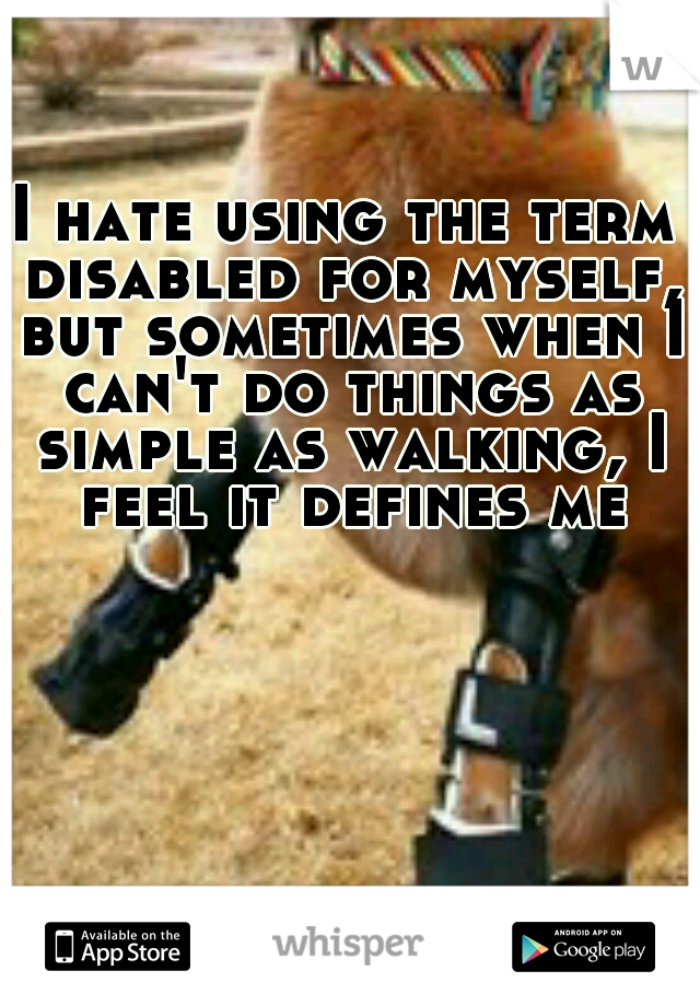 I hate using the term disabled for myself, but sometimes when I can't do things as simple as walking, I feel it defines me