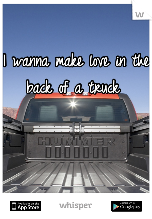 I wanna make love in the back of a truck 