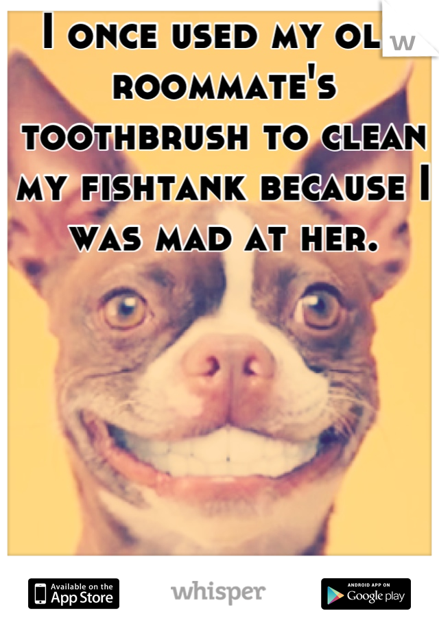 I once used my old roommate's toothbrush to clean my fishtank because I was mad at her.